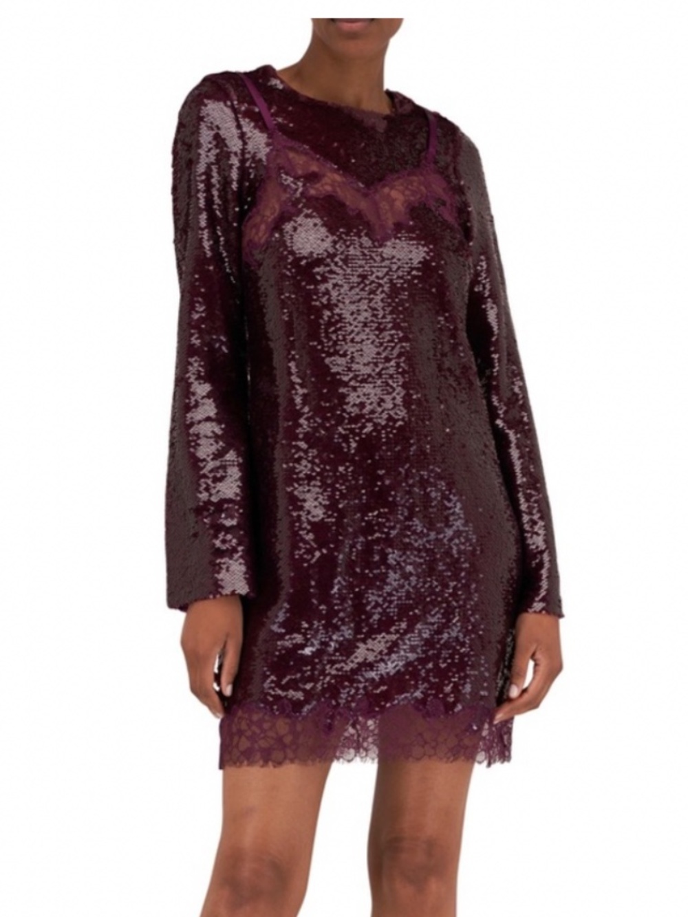 Simkhai Mako Mini Dress in Mangosteen. Size 6